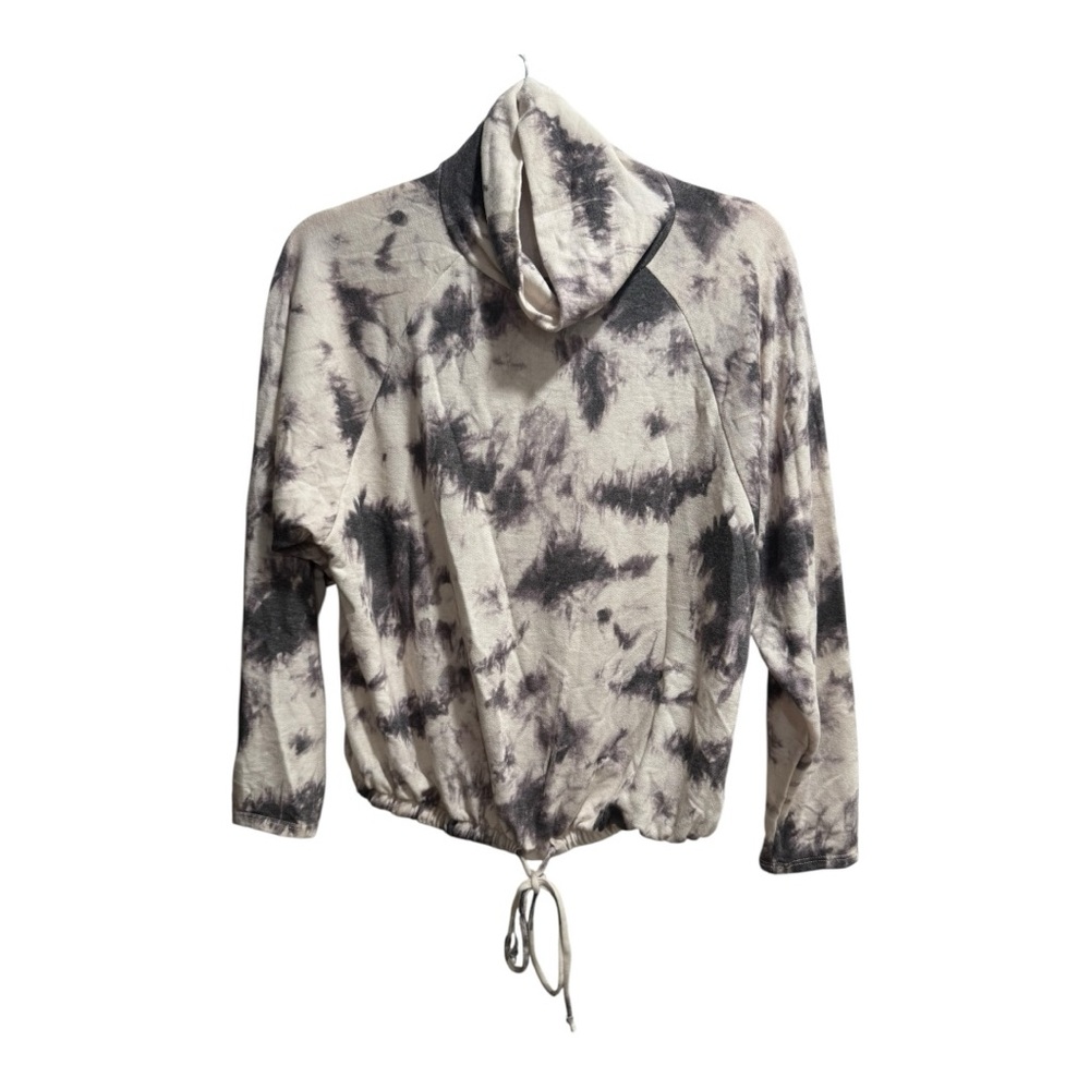 Lush Purple/Black/Gray/White 3/4 Sleeve Tie Front Hoodie‎ sz Small